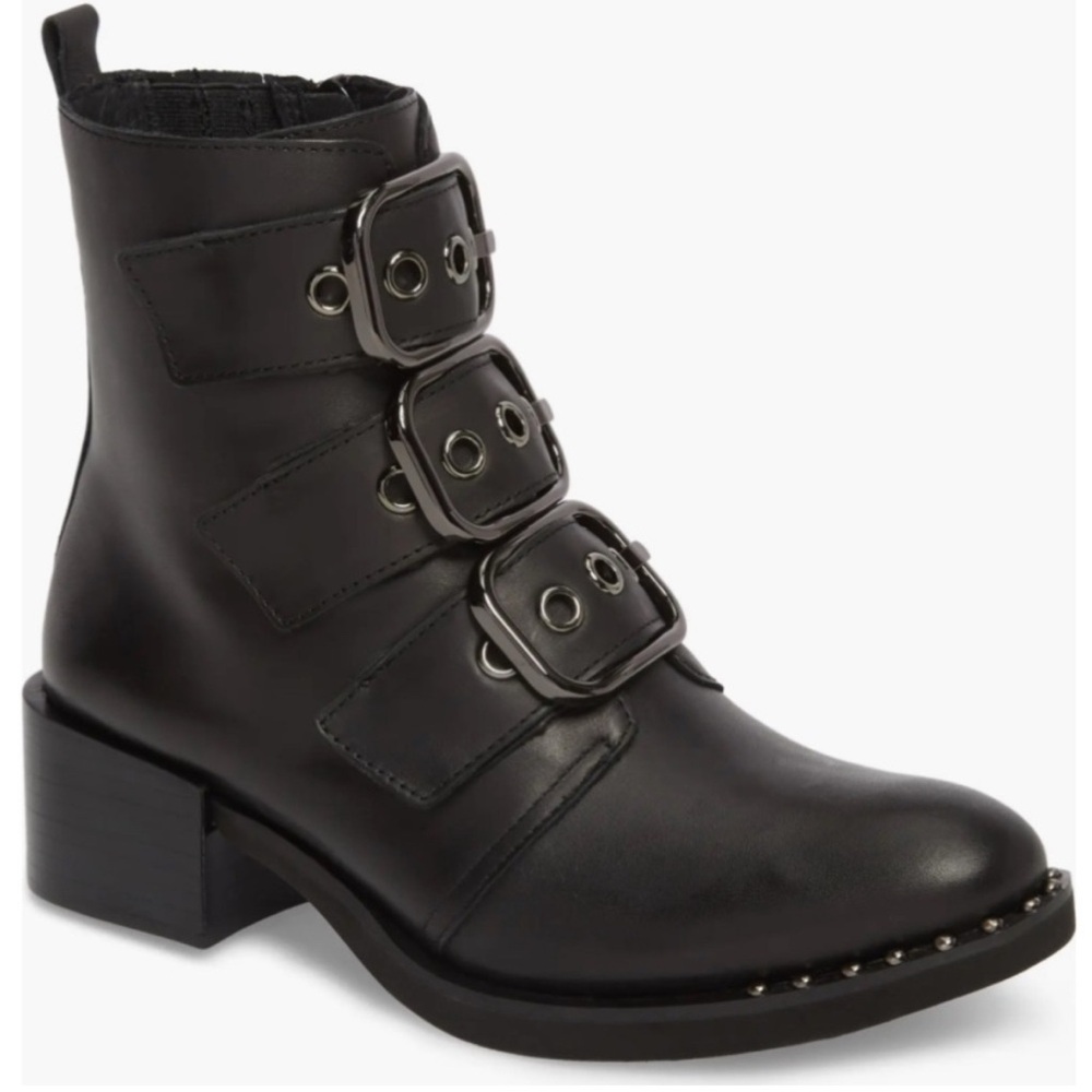 Jeffery Campbell Women's Black Ankle Boots with Buckle Detail size 8.5